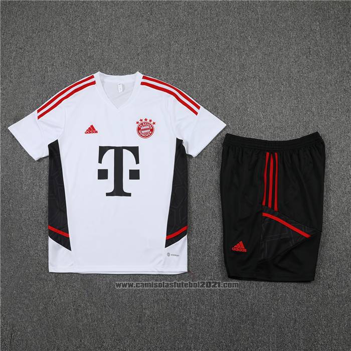 Fato de Treino Bayern de Munique Manga Curta 2022-2023 Branco - Calcas Curta
